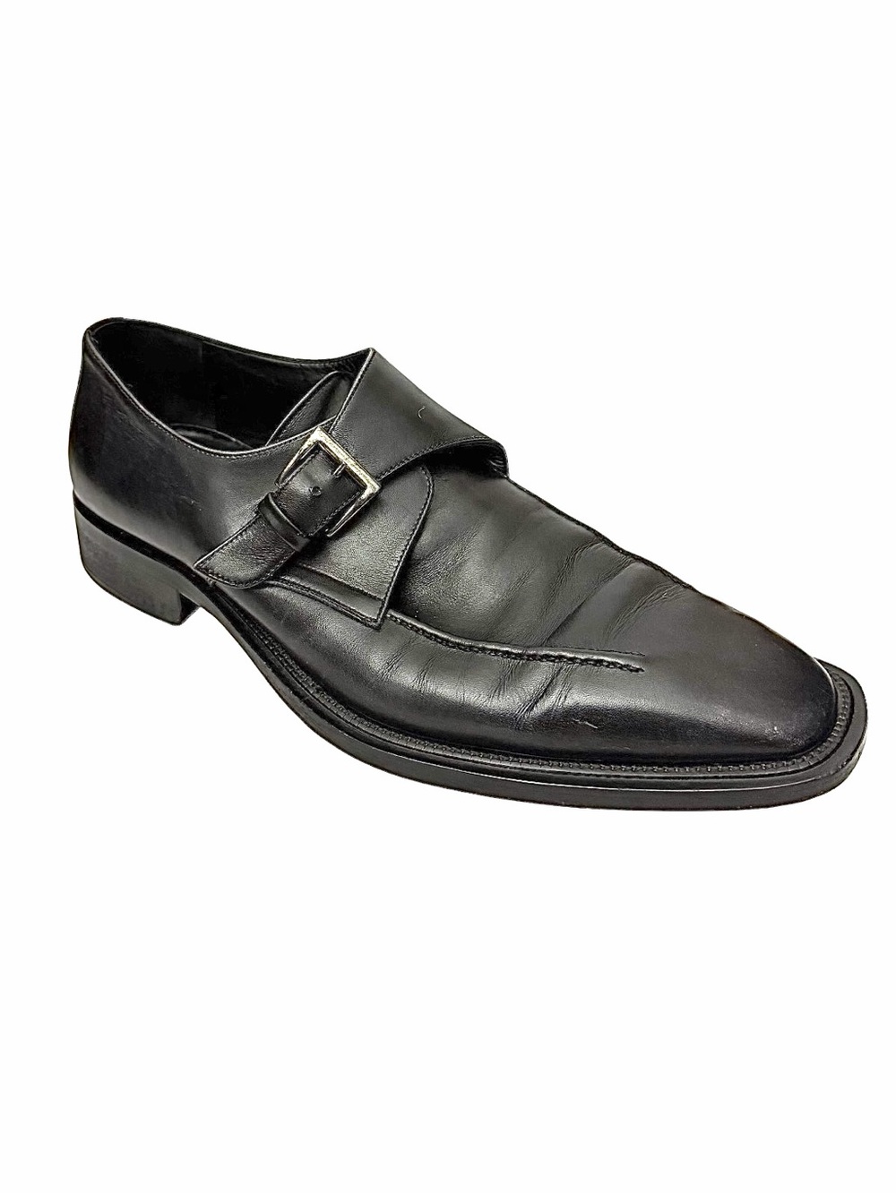Via Spiga Men’s Monk Strap Black Leather Slip-On Shoes Italy Size 13 EUC